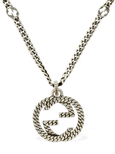 gucci silver square pendant necklace|Gucci interlocking g heart necklace.